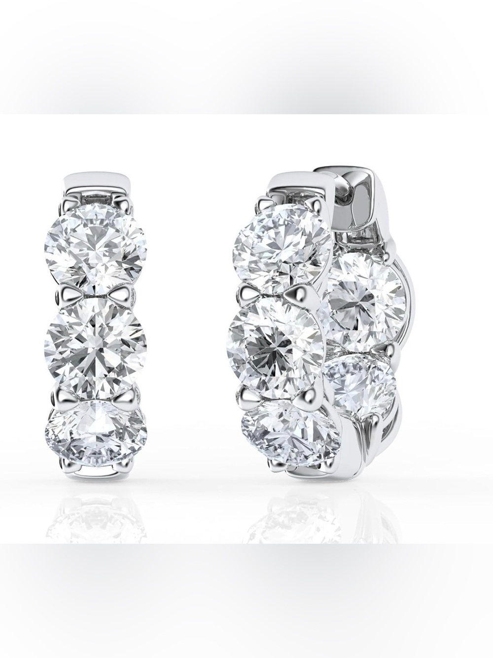5 CTW Diamond Inside Out Huggie Hoop Earrings Sterling Silver G SI